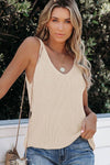 WOMEN V NECK CASUAL KNITTED VEST_CWTTK0259: APRICOT / (M) 1