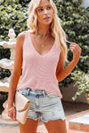 WOMEN V NECK CASUAL KNITTED VEST_CWTTK0259: APRICOT / (M) 1