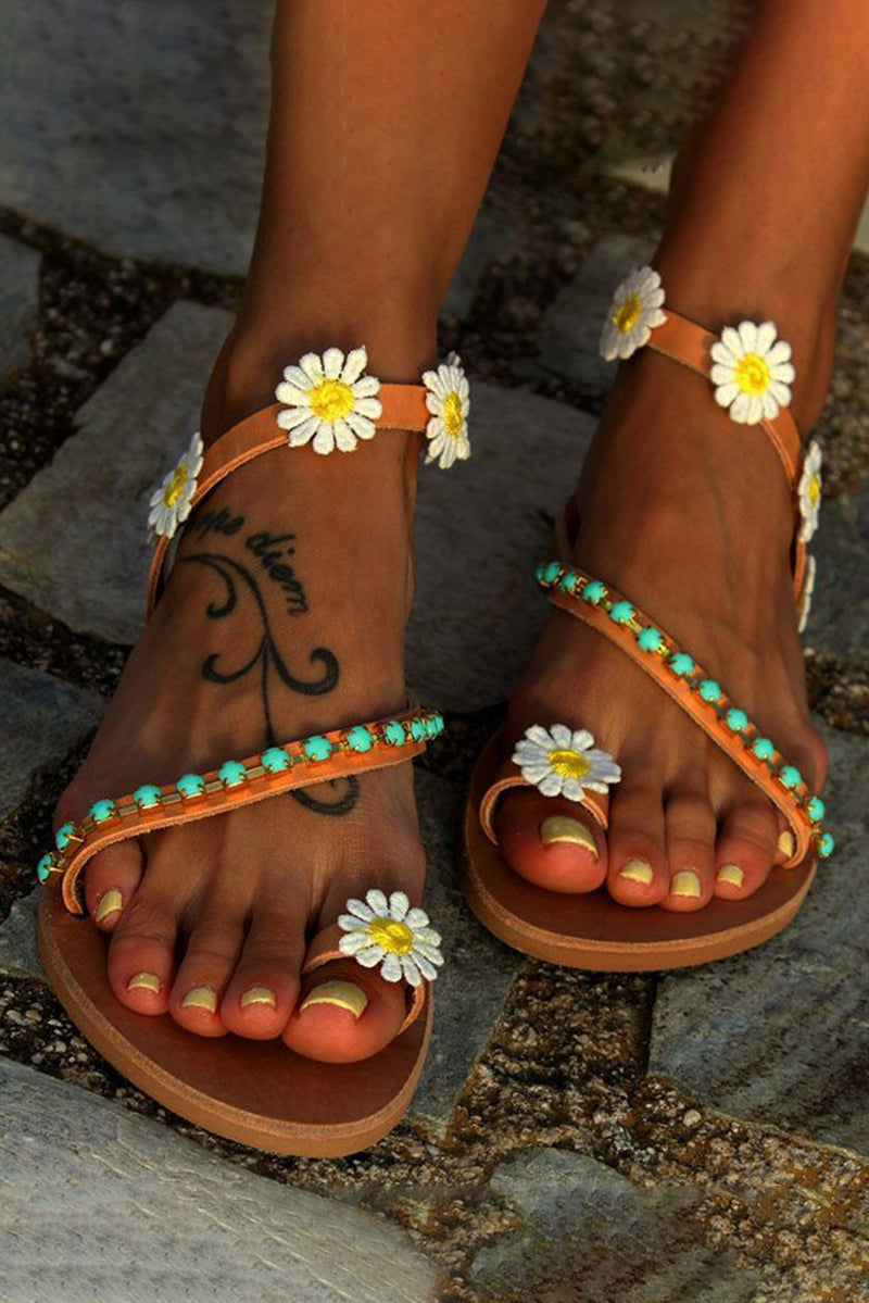 Sage Daisy & Lace Sandals