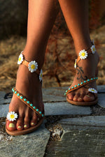 Sage Daisy & Lace Sandals