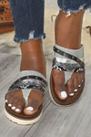 Snakeskin Criss Cross Sandals