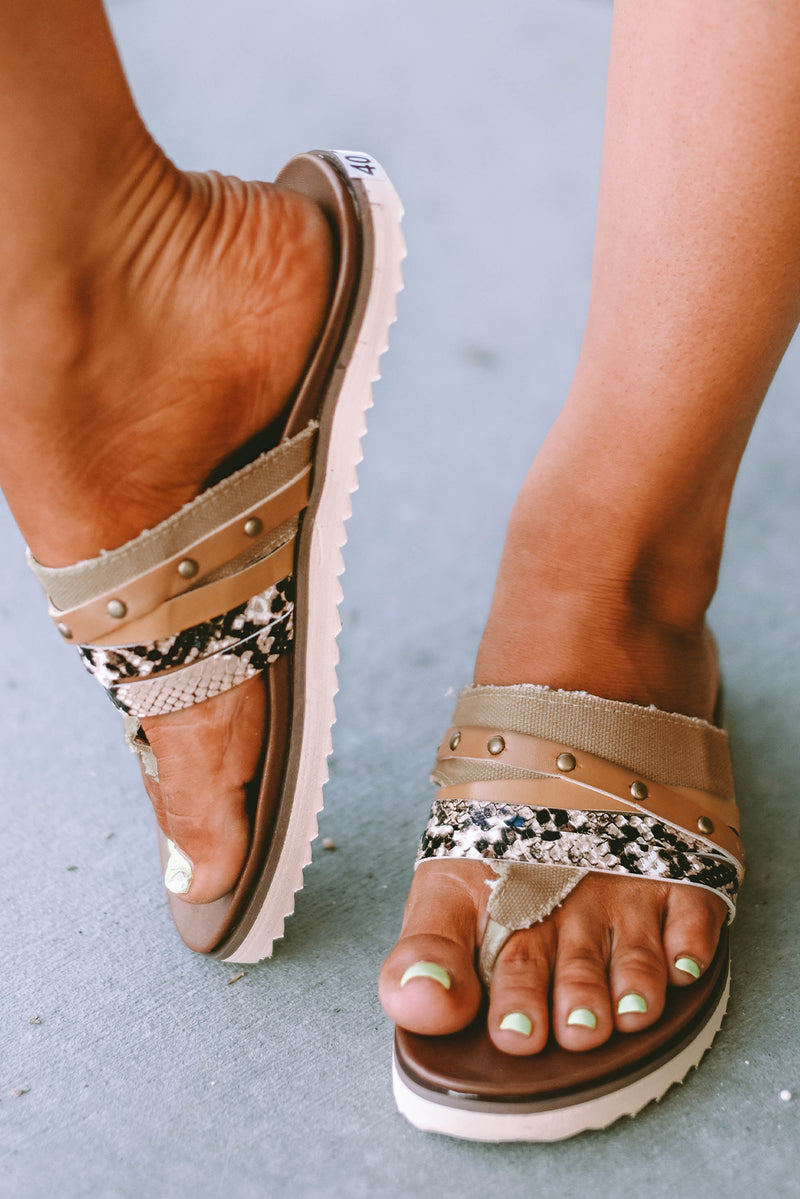 Snakeskin Criss Cross Sandals