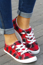 Sara Red Checkered Slip On