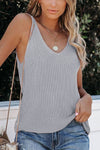 WOMEN V NECK CASUAL KNITTED VEST_CWTTK0259: APRICOT / (S) 1