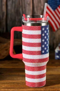 Zuri Rhinestone Flag Tumbler