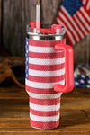 Zuri Rhinestone Flag Tumbler